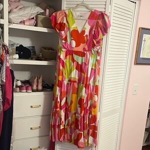 Crosby Vibrant Pink and Orange Kids Dress